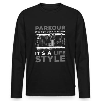 Freerunning Backflip Jump - T-shirt manches longues Premium bio Homme - noir - Devant - Nico (187cm)