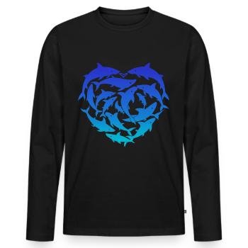 Hai-Herz Ich liebe Haie - Männer Premium Bio Langarmshirt - Schwarz - Vorne - Nico (187cm)