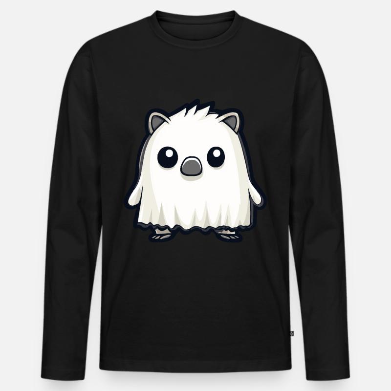 Igel Halloween Comic Geist - Männer Premium Bio Langarmshirt - Schwarz