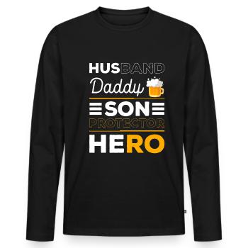 Men's Action Day Beard Masculine - Men's Premium Organic Long Sleeve Shirt - black - Front - Nico (187cm)