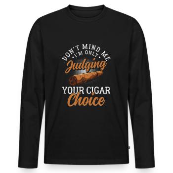 Zigarre Lounge Qualm Gentlemen - Männer Premium Bio Langarmshirt - Schwarz - Vorne - Nico (187cm)