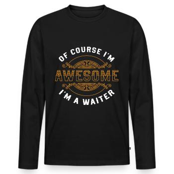 Waitress Pub Tipping Table - Men's Premium Organic Long Sleeve Shirt - black - Front - Nico (187cm)