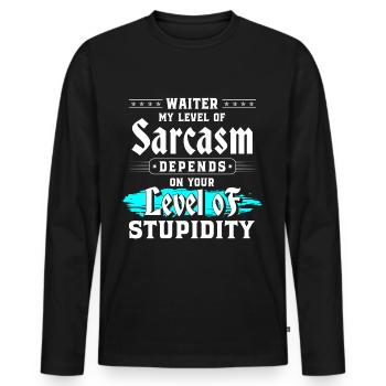 Serveur, Restaurant, Nourriture, Fête - T-shirt manches longues Premium bio Homme - noir - Devant - Nico (187cm)