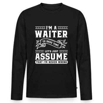 Service Bar Gastronomy Cocktail - Men's Premium Organic Long Sleeve Shirt - black - Front - Nico (187cm)