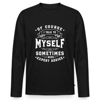 Métier de serveur Tablier de gastronomie - T-shirt manches longues Premium bio Homme - noir - Devant - Nico (187cm)
