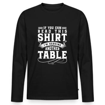 Waitress Bar Tipping Apron - Men's Premium Organic Long Sleeve Shirt - black - Front - Nico (187cm)