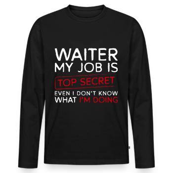 Waiter Bartender Tipping Table - Men's Premium Organic Long Sleeve Shirt - black - Front - Nico (187cm)