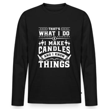 Bougie Cire Figure Hiver - T-shirt manches longues Premium bio Homme - noir - Devant - Nico (187cm)