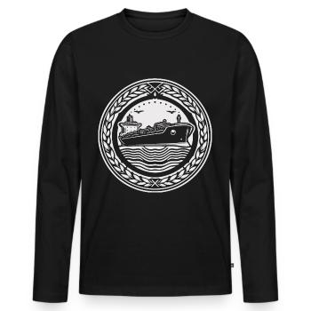 Oil tankers - powerful ships on the high seas - Men's Premium Organic Long Sleeve Shirt - black - Front - Nico (187cm)
