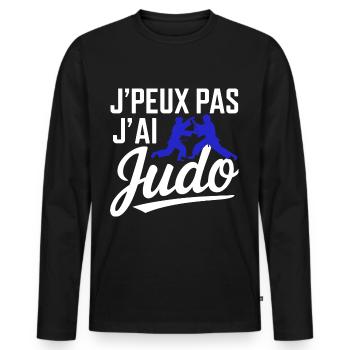 Ich kann nicht, ich kann Judo haben - Männer Premium Bio Langarmshirt - Schwarz - Vorne - Nico (187cm)