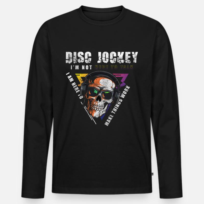 Discjockey Disco Stimmung - Männer Premium Bio Langarmshirt - Schwarz
