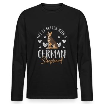 Berger allemand patte chien d’assistance - T-shirt manches longues Premium bio Homme - noir - Devant - Nico (187cm)