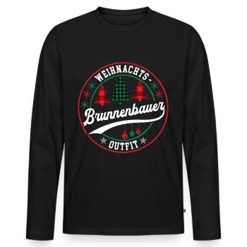 Weihnachten Brunnenbauer Brunnenbau XMAS Outfit - Männer Premium Bio Langarmshirt - Schwarz - Vorne - Nico (187cm)
