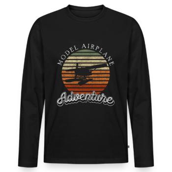 Airplane Hobby Pilot Airfield - Men's Premium Organic Long Sleeve Shirt - black - Front - Nico (187cm)