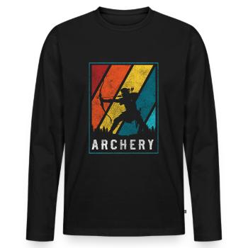 Tir à l’arc sur cible - T-shirt manches longues Premium bio Homme - noir - Devant - Nico (187cm)