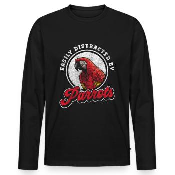 Macaw Feathers Animal Welfare Biodiversity - Men's Premium Organic Long Sleeve Shirt - black - Front - Nico (187cm)