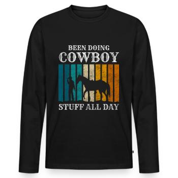Cowboy Courage Bandit Déguisement - T-shirt manches longues Premium bio Homme - noir - Devant - Nico (187cm)