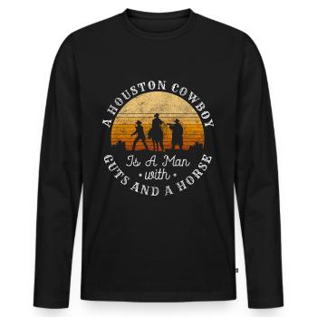 Cowboy Rider Costumé Fête - T-shirt manches longues Premium bio Homme - noir - Devant - Nico (187cm)