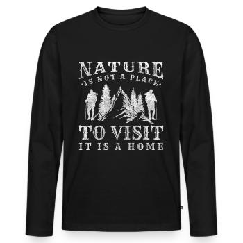 Mountaineer Randonnée en montagne Descente en rappel - T-shirt manches longues Premium bio Homme - noir - Devant - Nico (187cm)