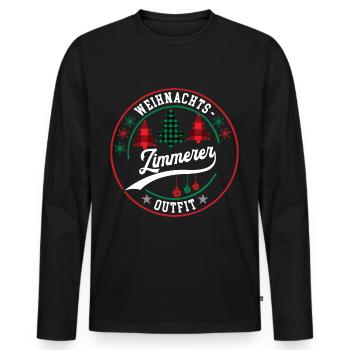 Weihnachten Zimmerer Zimmerei XMAS Outfit - Männer Premium Bio Langarmshirt - Schwarz - Vorne - Nico (187cm)