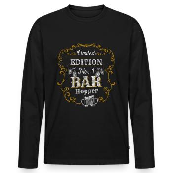 Bar hopping, ivre, anniversaire, discothèque - T-shirt manches longues Premium bio Homme - noir - Devant - Nico (187cm)
