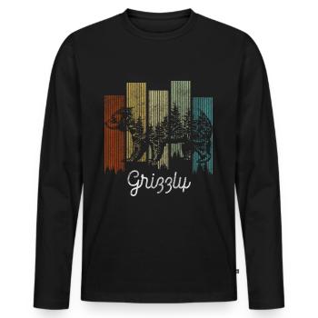 Bären Fell Eisbär Raubtier - Männer Premium Bio Langarmshirt - Schwarz - Vorne - Nico (187cm)