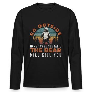 Danger du grizzli - T-shirt manches longues Premium bio Homme - noir - Devant - Nico (187cm)