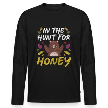 Chasse au grizzli fort de l’ours polaire - T-shirt manches longues Premium bio Homme - noir - Devant - Nico (187cm)
