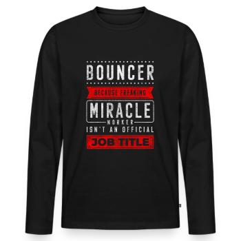 Security Disko Breit Fitness - Männer Premium Bio Langarmshirt - Schwarz - Vorne - Nico (187cm)