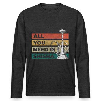 Hookah Dampf Smoken Kippe - Männer Premium Bio Langarmshirt - Anthrazit meliert - Vorne - Nico (187cm)