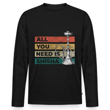 Hookah Steam Smoking Butt - Men's Premium Organic Long Sleeve Shirt - black - Front - Nico (187cm)