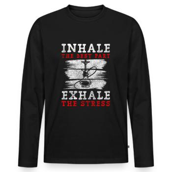 Hookah Smoking Chill-Out Nicotine - Men's Premium Organic Long Sleeve Shirt - black - Front - Nico (187cm)