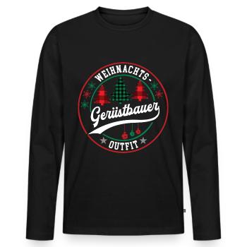 Weihnachten Gerüstbauer Gerüstbau XMAS Outfit - Männer Premium Bio Langarmshirt - Schwarz - Vorne - Nico (187cm)