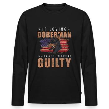 Doberman Propriétaire de chien École de chien d’assistance - T-shirt manches longues Premium bio Homme - noir - Devant - Nico (187cm)