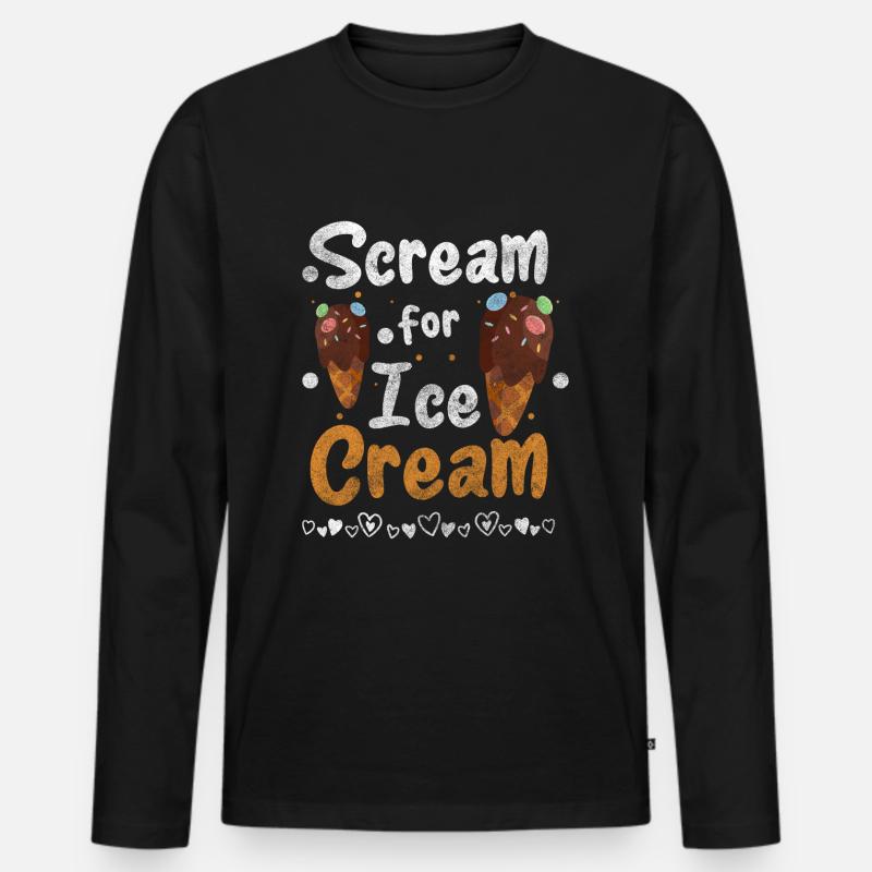 Eiscreme Eisdiele - Männer Premium Bio Langarmshirt - Schwarz
