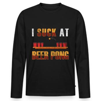 Pong Ball Sport Fun - T-shirt manches longues Premium bio Homme - noir - Devant - Nico (187cm)