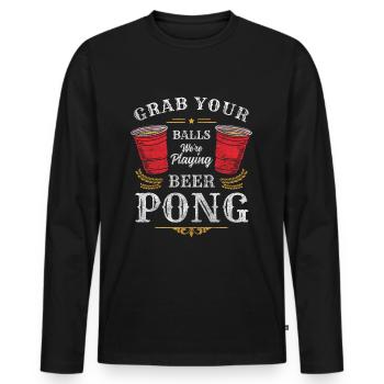 Pong Trinkspiel Gewinner Schnaps - Männer Premium Bio Langarmshirt - Schwarz - Vorne - Nico (187cm)