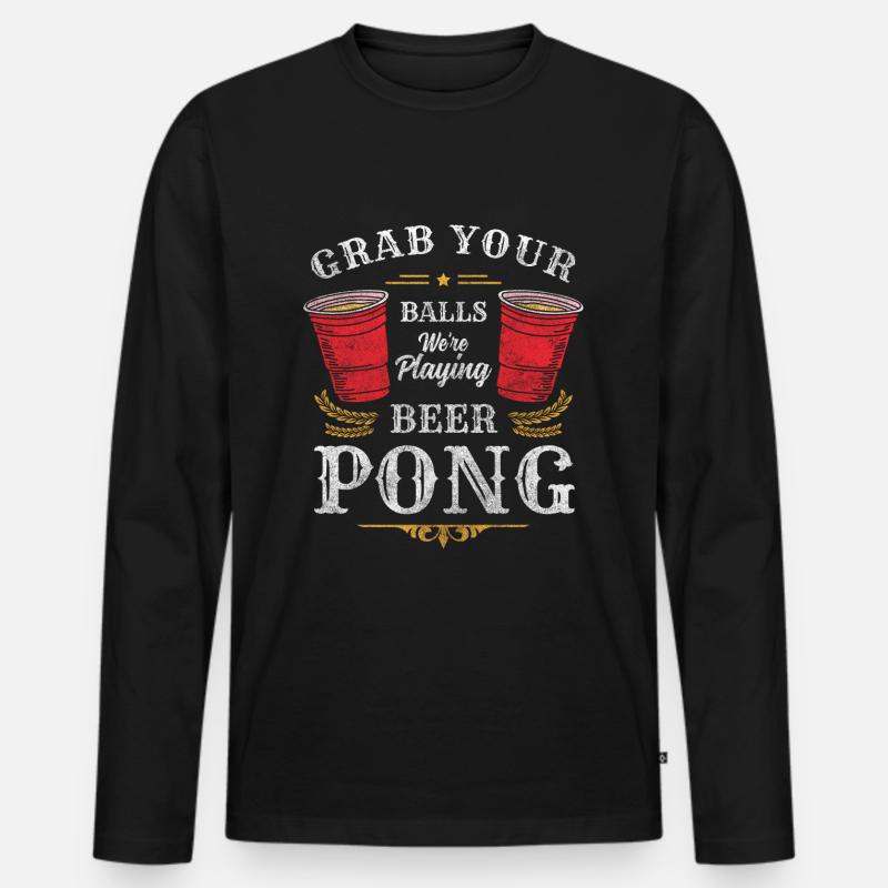 Pong Trinkspiel Gewinner Schnaps - Männer Premium Bio Langarmshirt - Schwarz