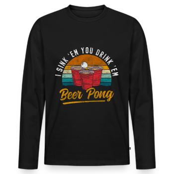 Pong Mug Celebration Team - Men's Premium Organic Long Sleeve Shirt - black - Front - Nico (187cm)