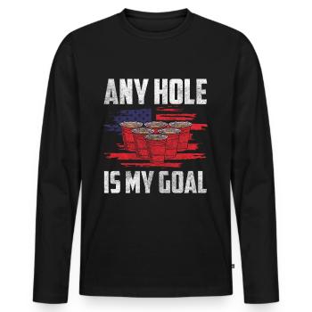 Beer Pong Mug Liquor - Men's Premium Organic Long Sleeve Shirt - black - Front - Nico (187cm)