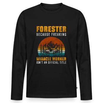 Förster Forst Wälder Baum - Männer Premium Bio Langarmshirt - Schwarz - Vorne - Nico (187cm)