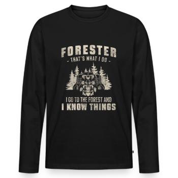 Forestier Protection de la Nature Protecteur Menuisier - T-shirt manches longues Premium bio Homme - noir - Devant - Nico (187cm)