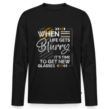 Glasses Short-sighted Ophthalmologist - Men's Premium Organic Long Sleeve Shirt - black - Front - Nico (187cm)