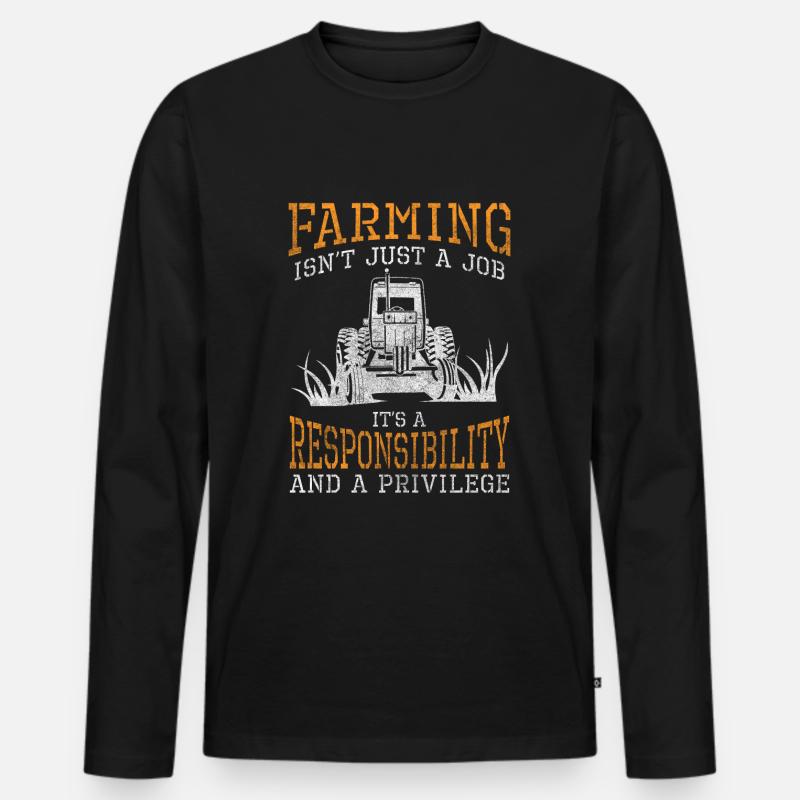 Bauer Bauernhof Mistgabel Berufung - Männer Premium Bio Langarmshirt - Schwarz