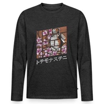 Japanisch Drache Legenden Ronin - Männer Premium Bio Langarmshirt - Anthrazit meliert - Vorne - Nico (187cm)