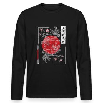 Asia Drawings Travel Nerd - Men's Premium Organic Long Sleeve Shirt - black - Front - Nico (187cm)