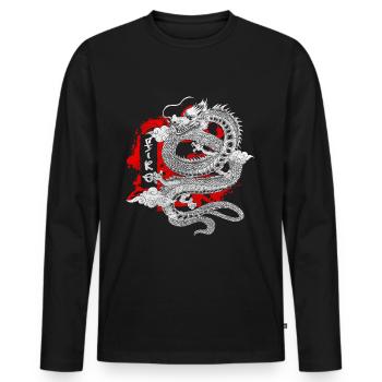 Orient Zeichnungen Geek Aikido - Männer Premium Bio Langarmshirt - Schwarz - Vorne - Nico (187cm)