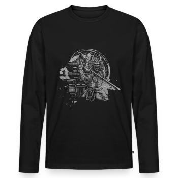 Japanese Symbol Ninja Aikido - Men's Premium Organic Long Sleeve Shirt - black - Front - Nico (187cm)