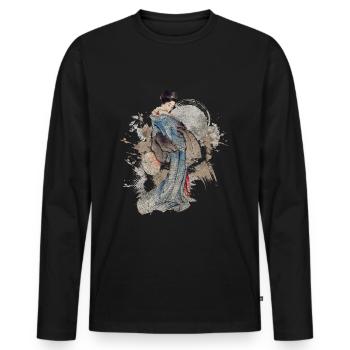 Japanese Mythology Martial Arts Nerd - Men's Premium Organic Long Sleeve Shirt - black - Front - Nico (187cm)