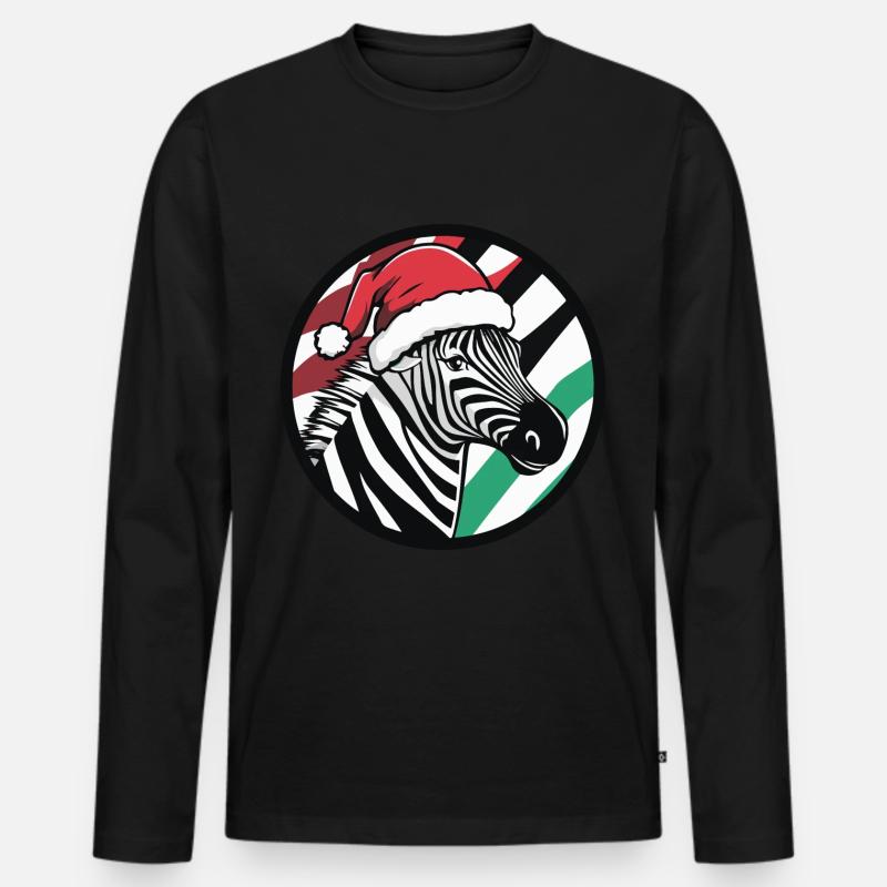 Zebra Weihnachten X-Mas - Männer Premium Bio Langarmshirt - Schwarz